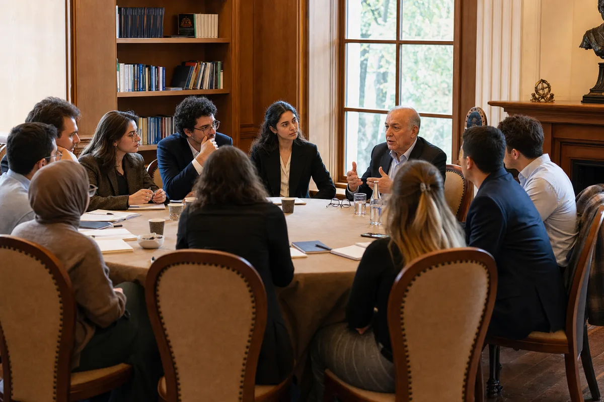 Urla Kış Diplomasi Kampı için temsili büyükelçi ve adaylar yuvarlak masa çalışması
